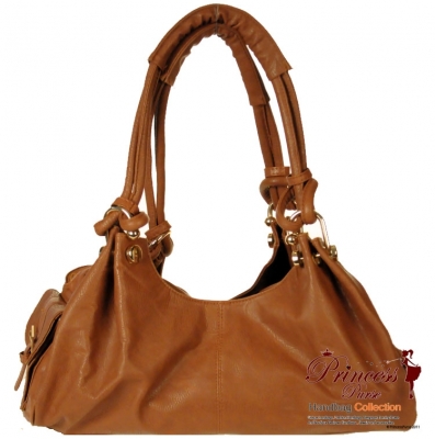 Designer Inspired Faux Leather Handbag w/ Twin Side Pockets.